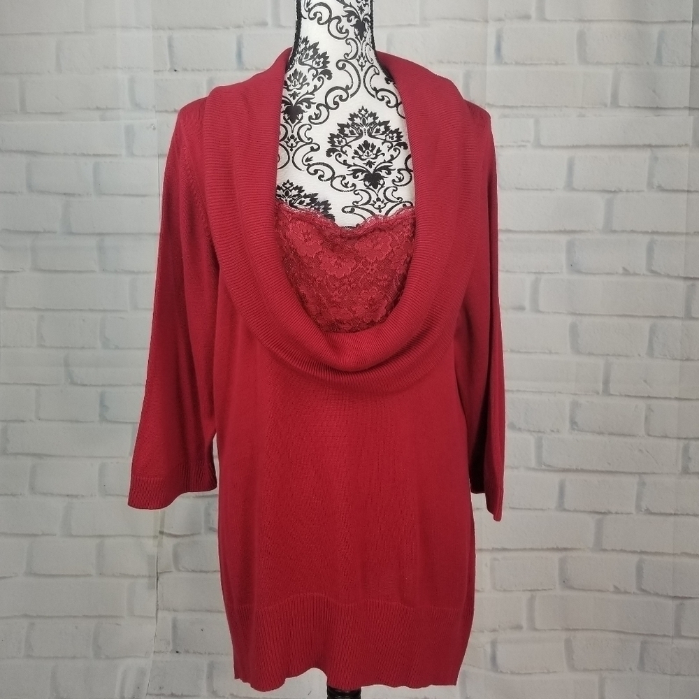 Alfani sz 3x cowl neck popover sweater 3/4 sleeves